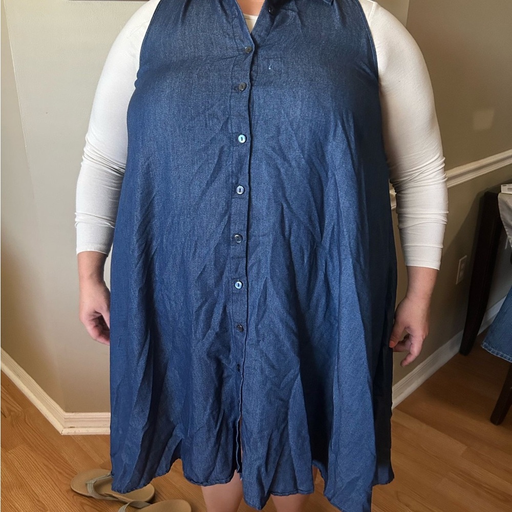 $7WithBundle Chambray/Blue Denim Button-Down Dress